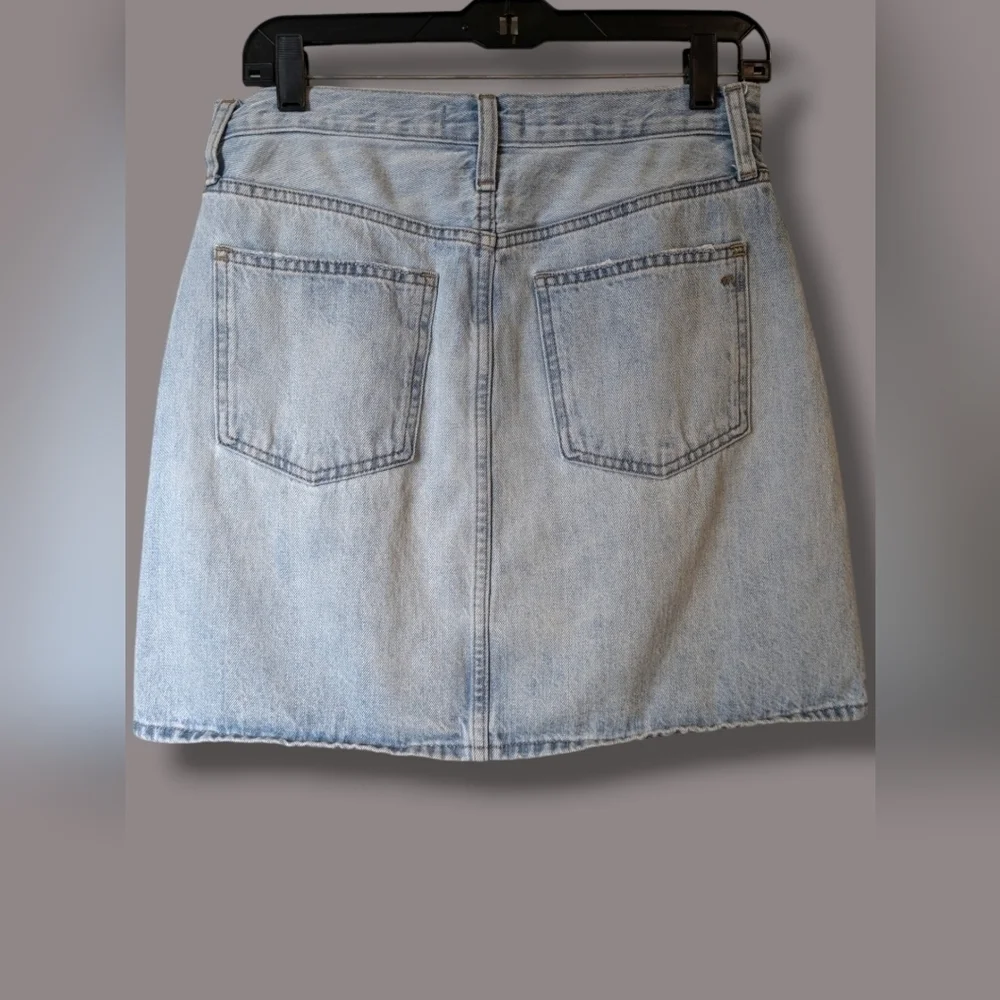 Madewell Light Wash Denim High Rise A-Line Mini Skirt Preppy Classic Essential